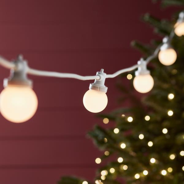 Guirlande Guinguette Pro Connect 100m 200 LED Blanc Chaud Câble Blanc Raccordable