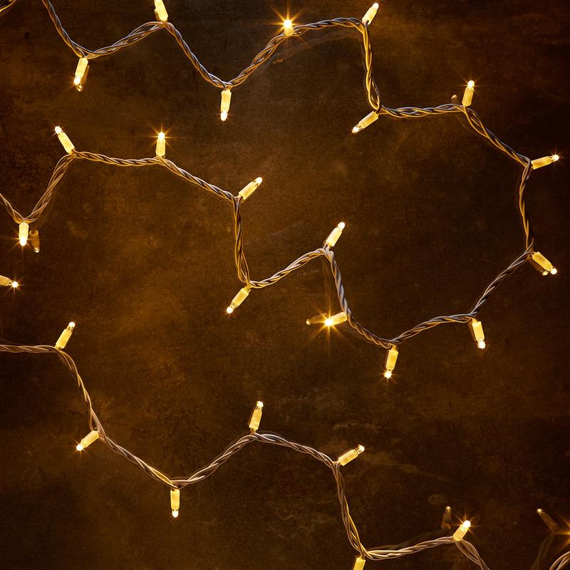 Guirlande Lumineuse 185m 1850 LED Blanc Chaud Classique Câble Blanc Raccordable Série Pro