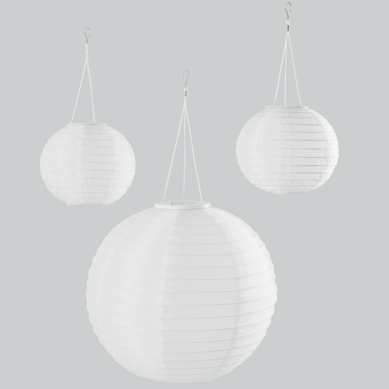 Lot de 3 Lampions Solaires LED Miami  Ecume Blanche