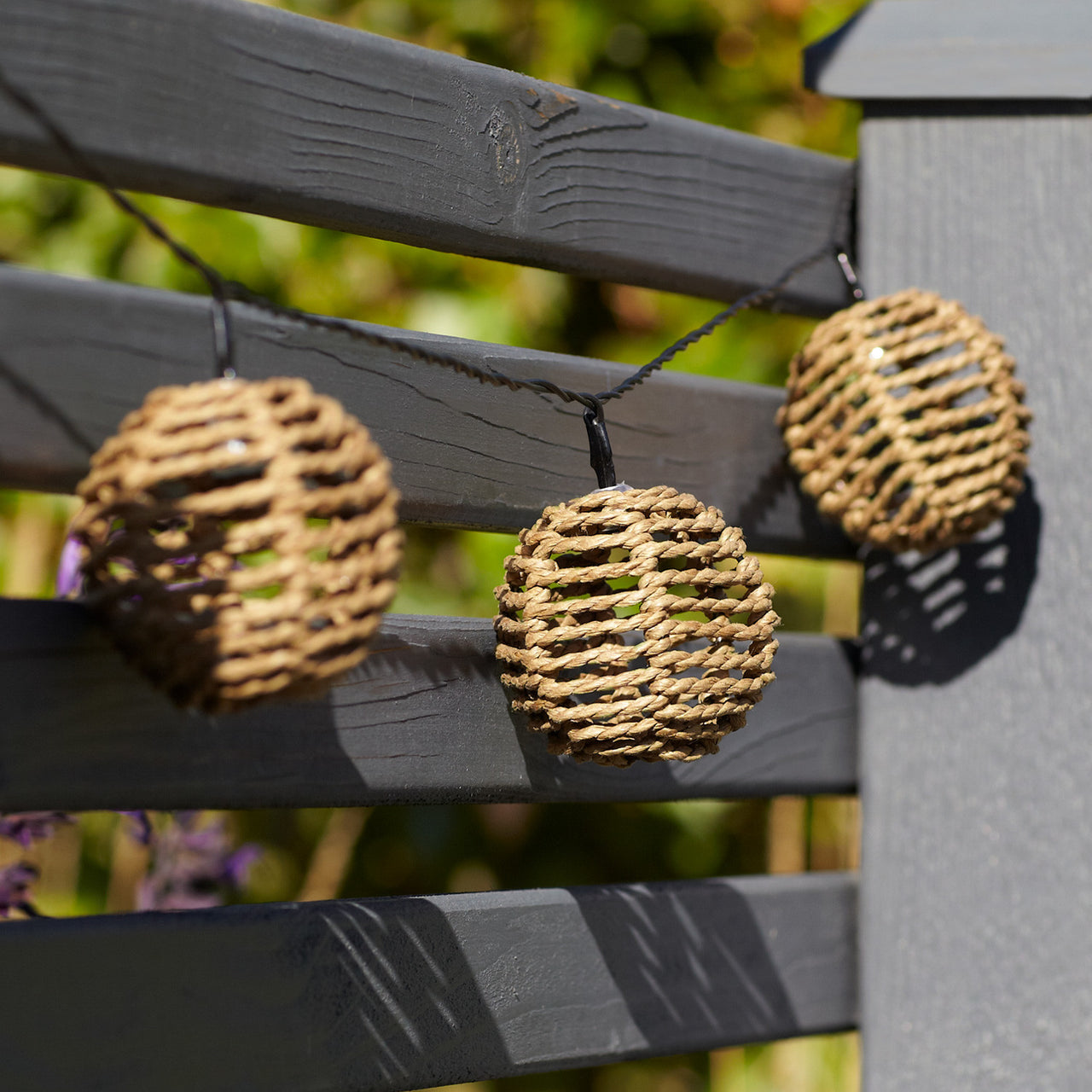 Guirlande Solaire 10 Boules en Rotin