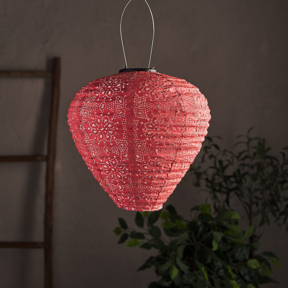 Lampion Solaire Tyvek Rose