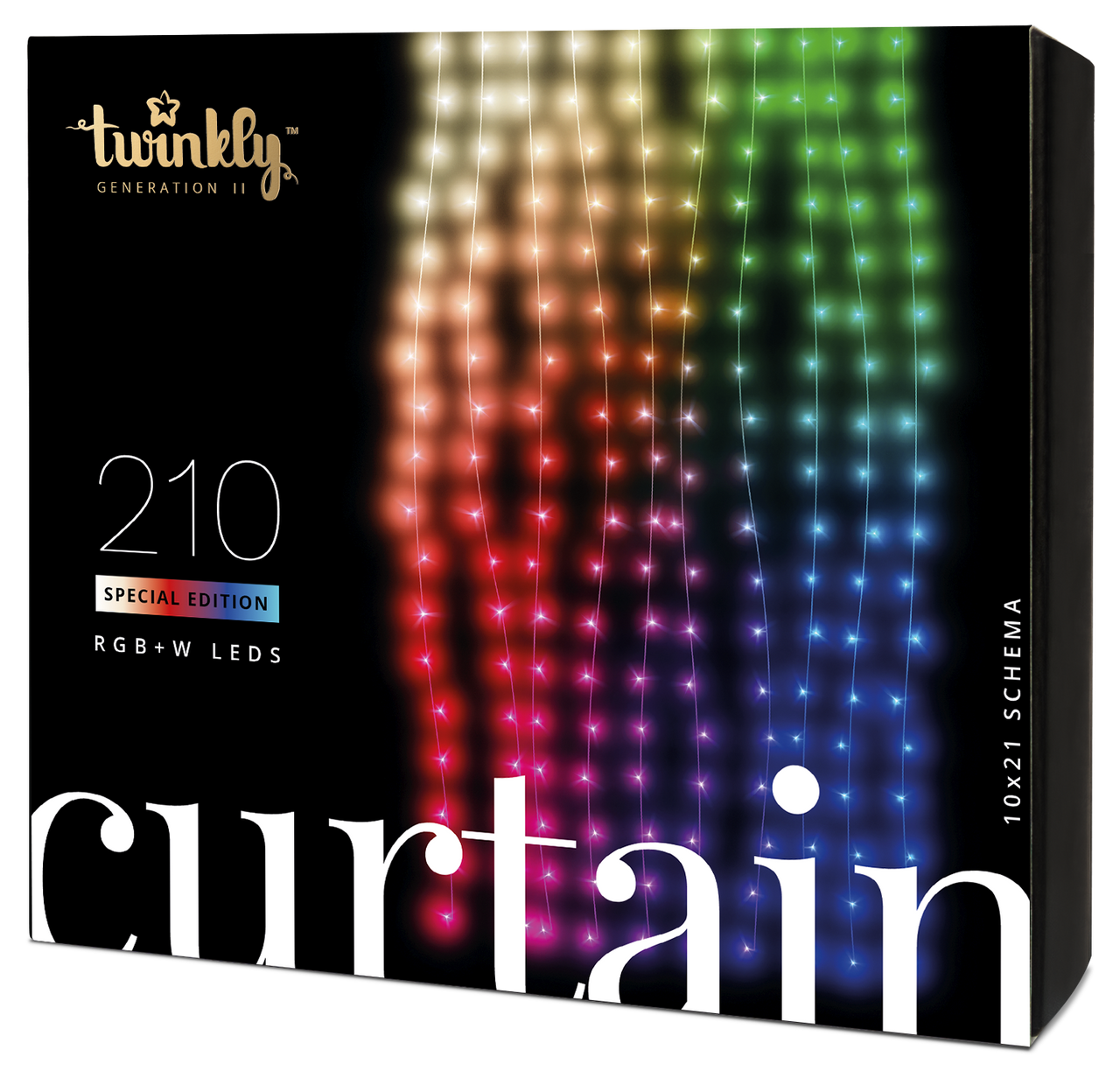 Rideau Lumineux Connecté Twinkly de 2m10 avec 210 LED, Édition Multicolore & Blanc