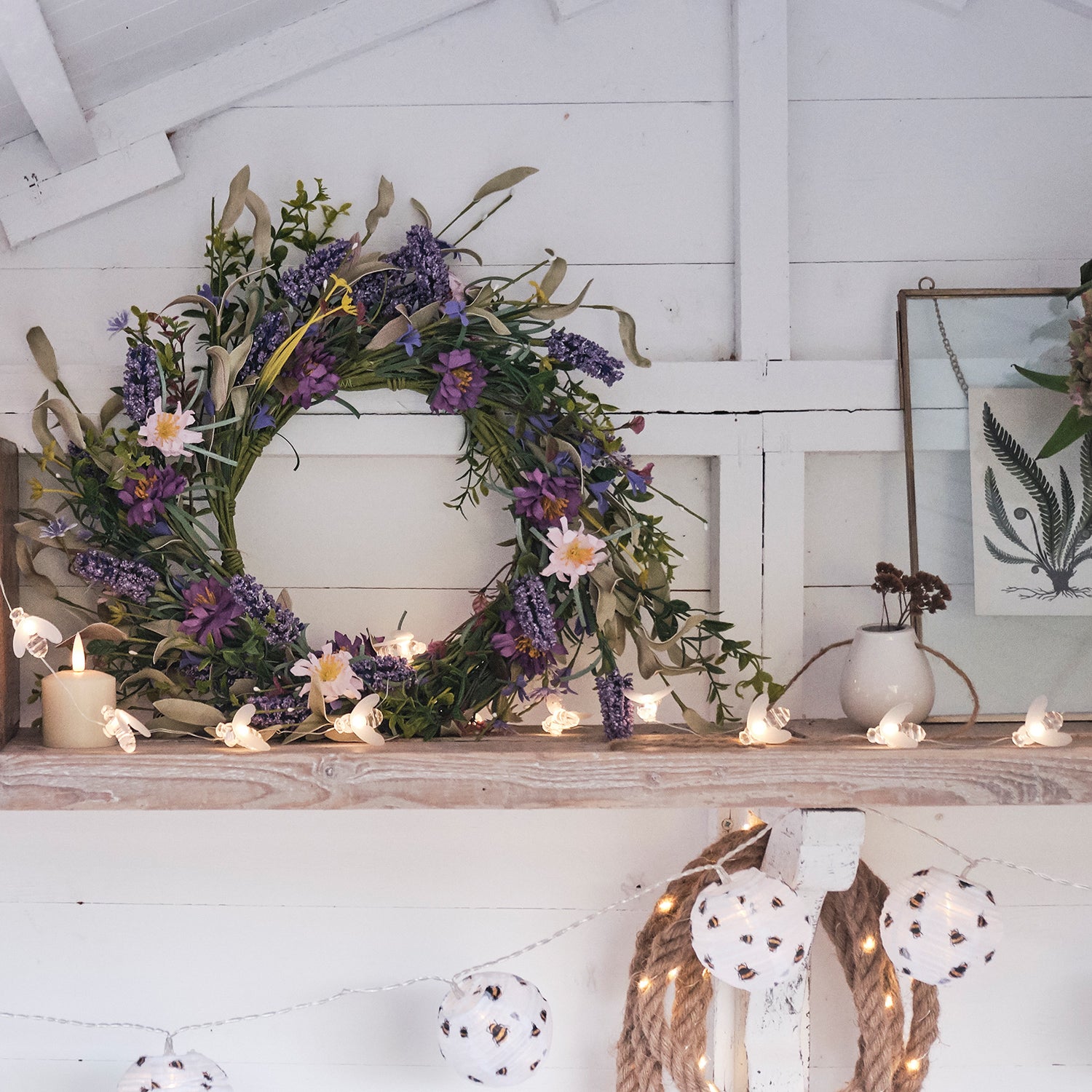 Couronne De Noël En Forme De Cœur Avec Baies Violettes Et Lumières LED – Décoration Hivernale Pré-illuminée – Effet Chaleureux - 8