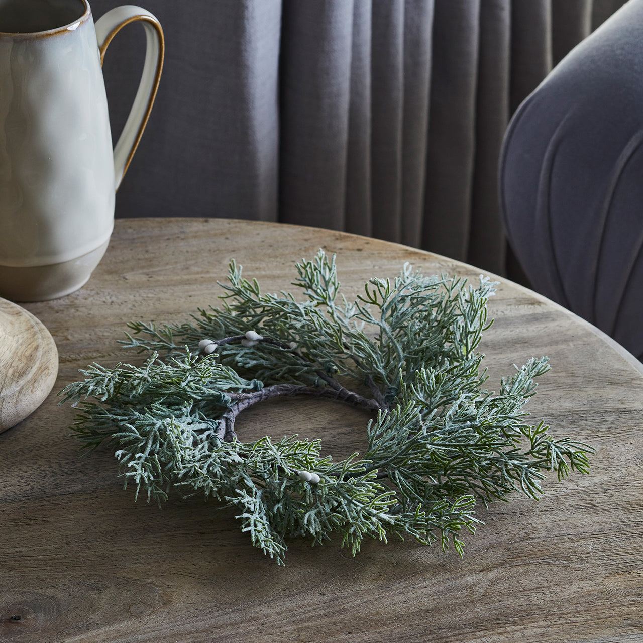 Lot Couronne de Noël pour Bougie Baies Blanches avec Bougie TruGlow®