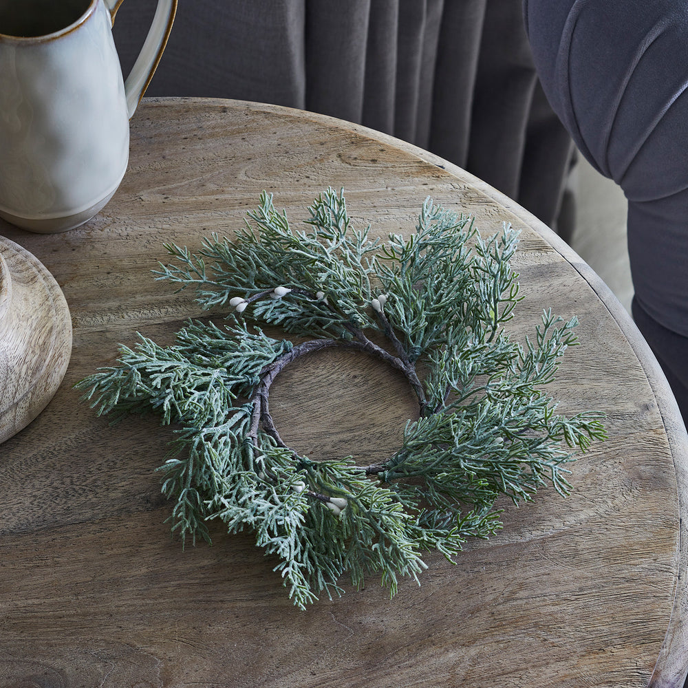 Couronne de Noël pour Bougie Baies Blanches