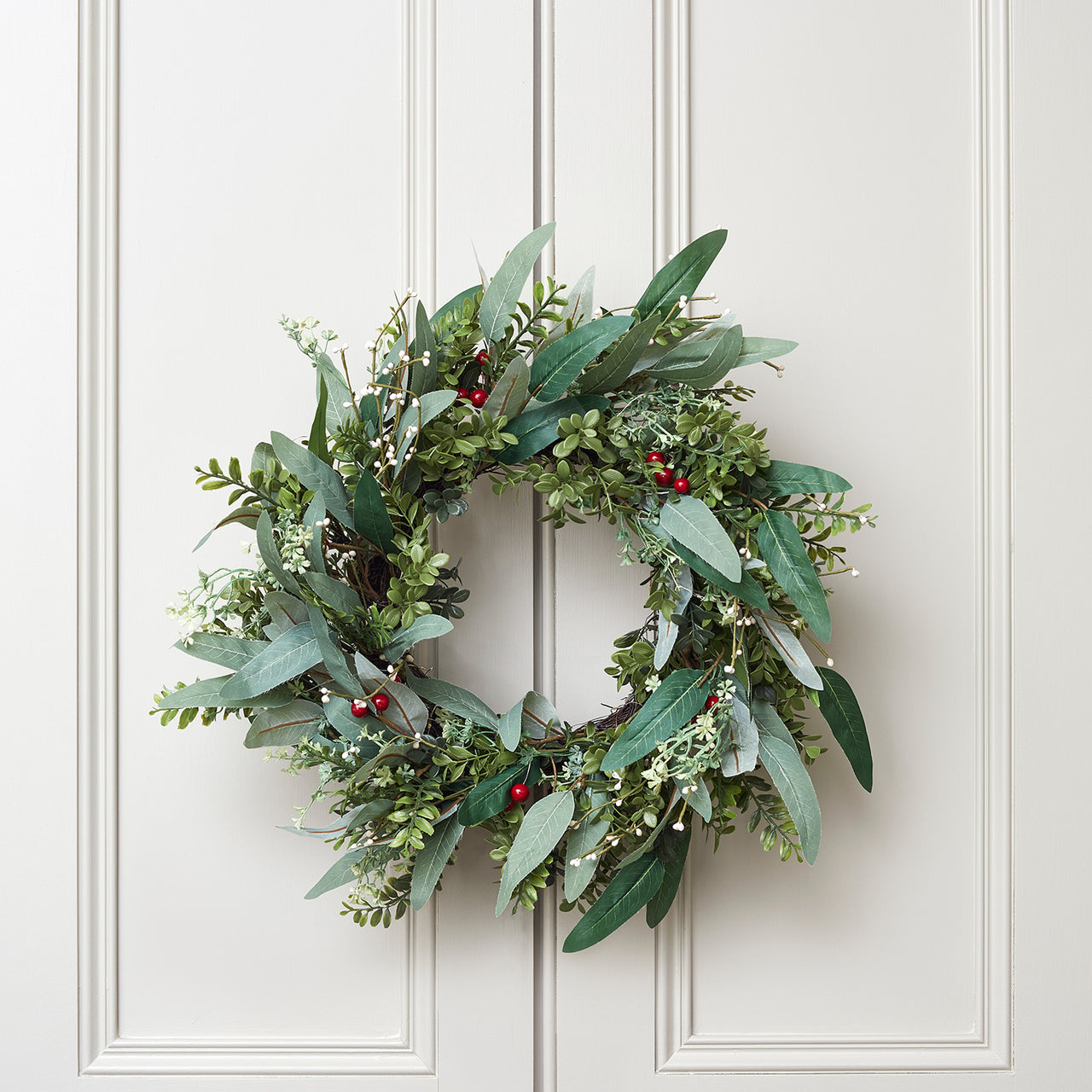 Couronne de Noël de 50 cm avec Nœud Rouge