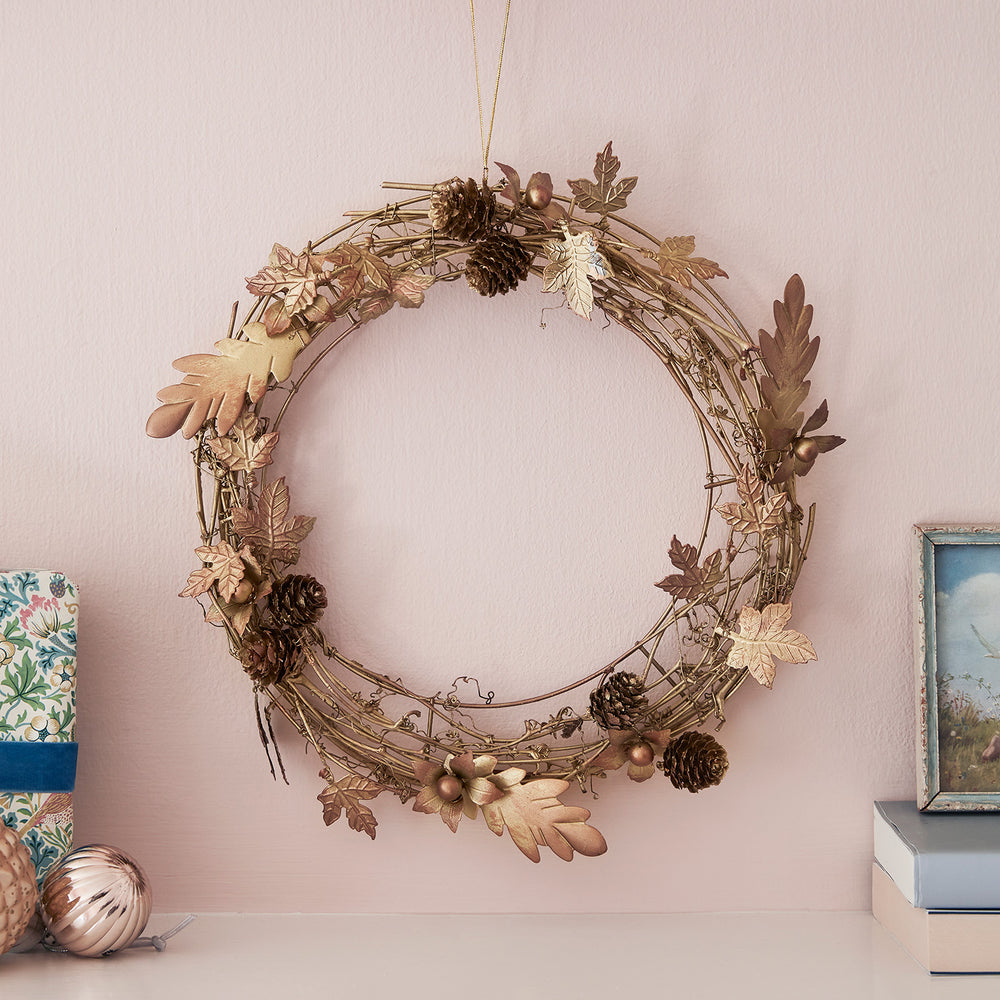 Couronne de Feuilles Dorées de 33 cm