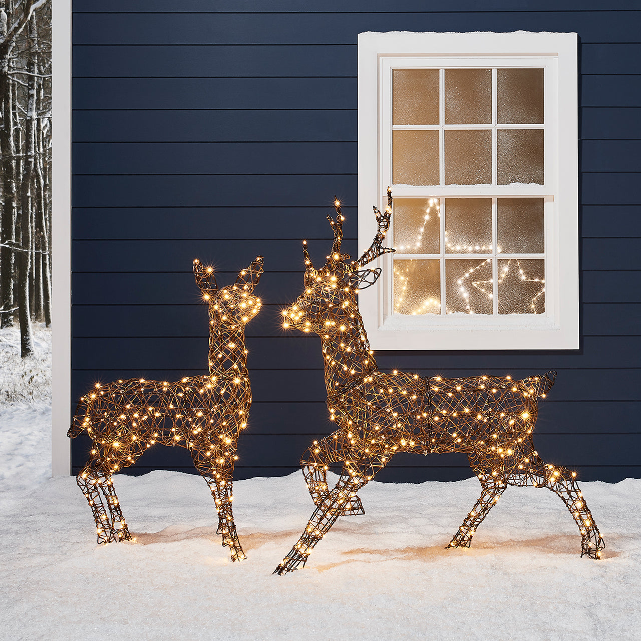 Biche de Noël Lumineuse en Rotin