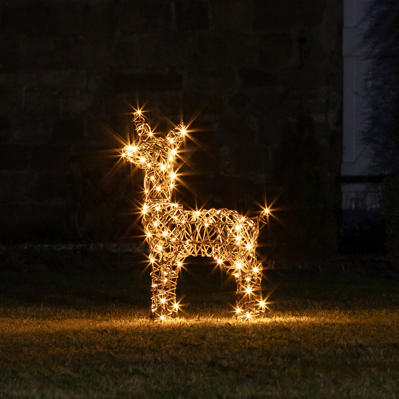 Biche et Faon de Noël Lumineux en Rotin
