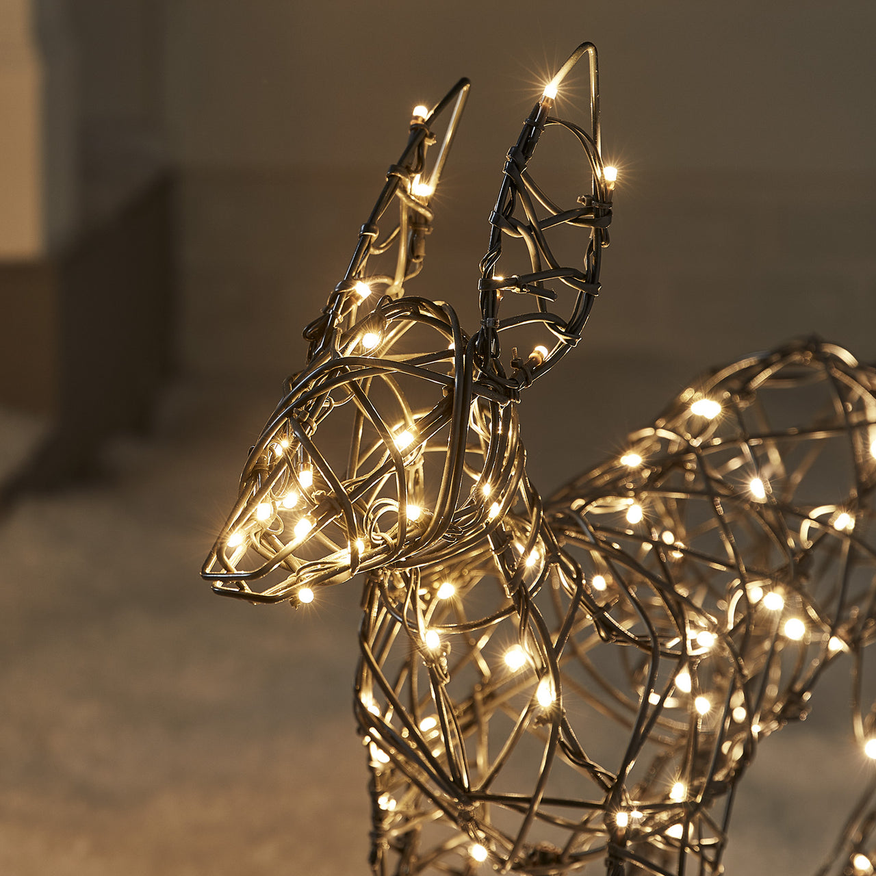 Duo de Rennes de Noël Harlow en Rotin Biche et Faon 300 LED Bicolore