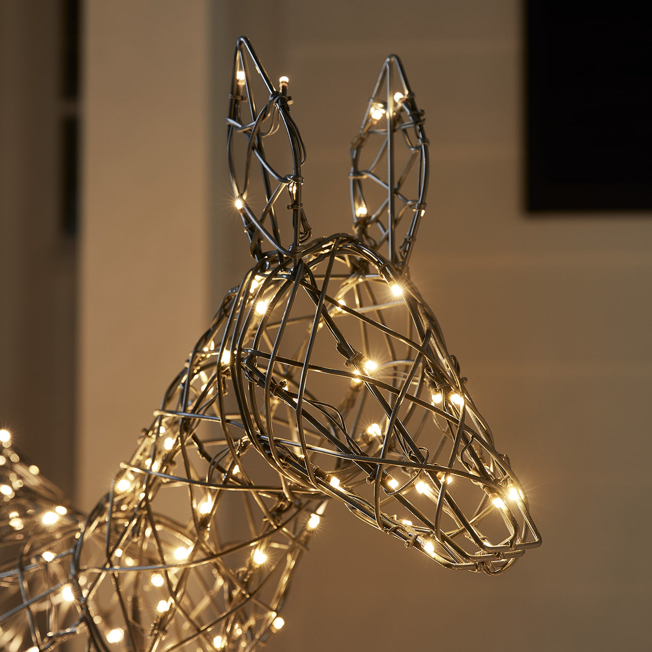 Duo de Rennes de Noël Harlow en Rotin Biche et Faon 300 LED Bicolore