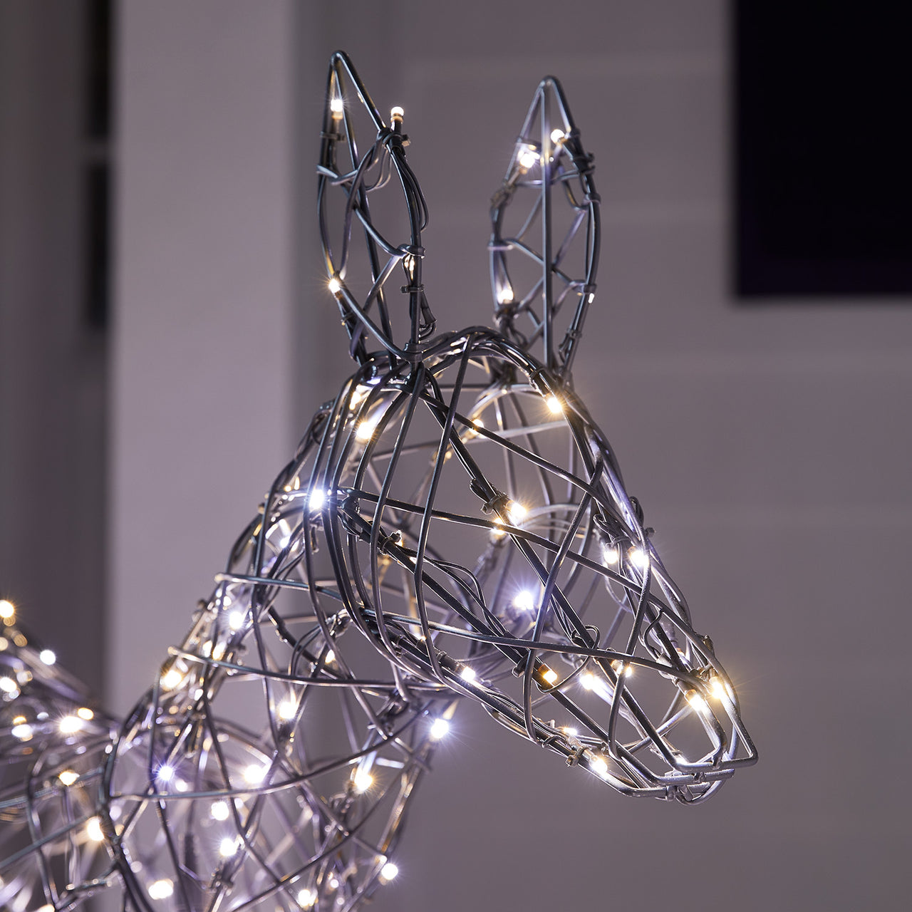 Duo de Rennes de Noël Harlow en Rotin Biche et Faon 300 LED Bicolore