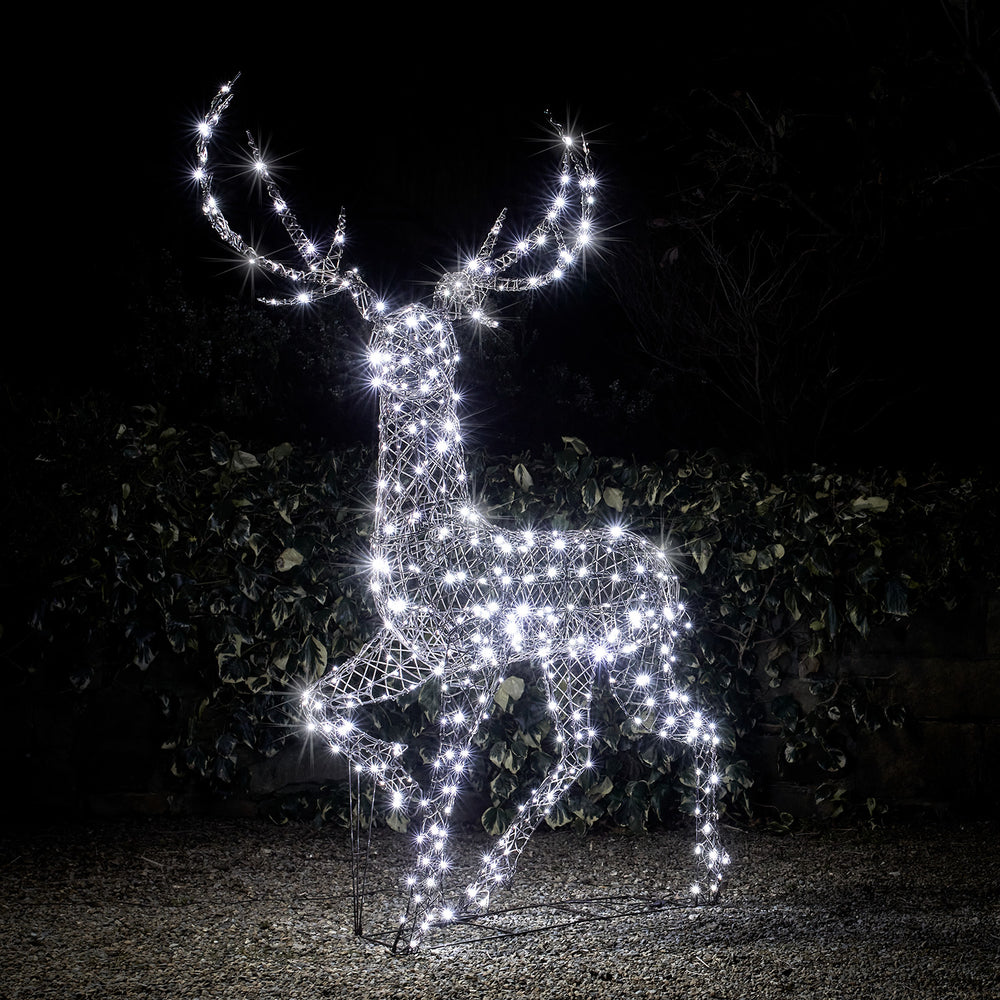 Cerf en Rotin de 2 m, Renne de Noël Lumineux à LED Bicolore Studley 24v