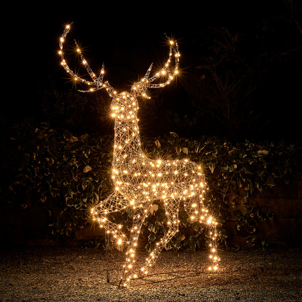 Cerf Solaire de Noël à LED Bicolore Studley en Rotin 2 m