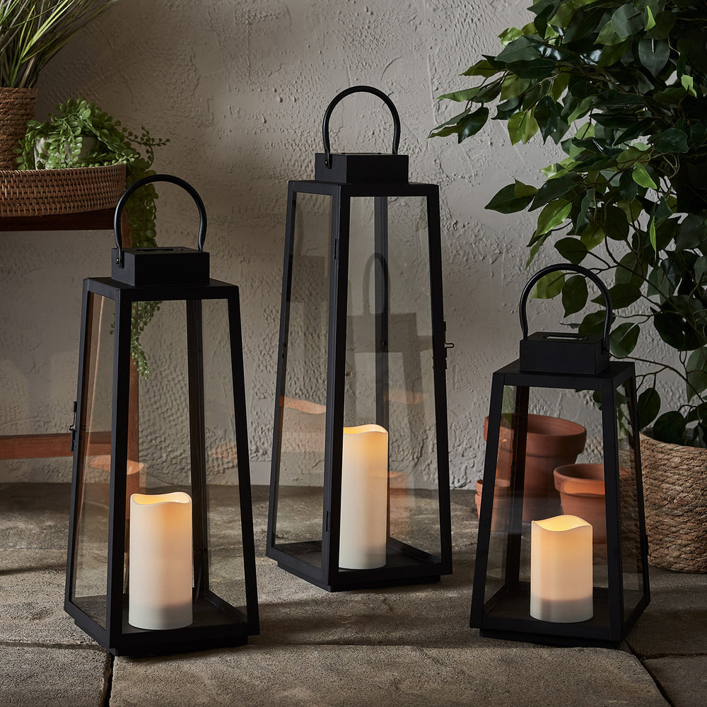 Lanterne Solaire Trapèze avec Bougie LED