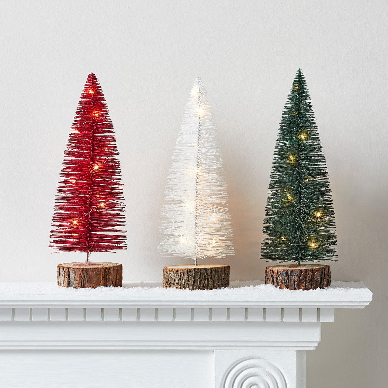 Trio de Mini Sapins de Noël en Bois de Pin